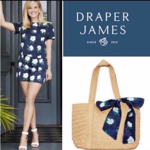 Draper James Straw Bag with Floral Scarf NWT
